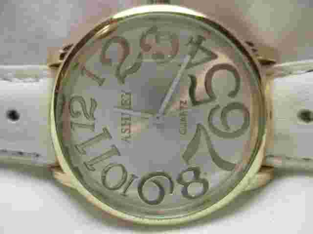 Ashley Princess Big Faced Watch, White Buckle Band