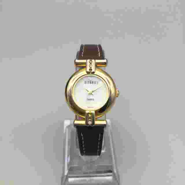 Vtg Gitano Watch Women 24mm Gold Tone Oval MOP Dial Leather Band New Battery