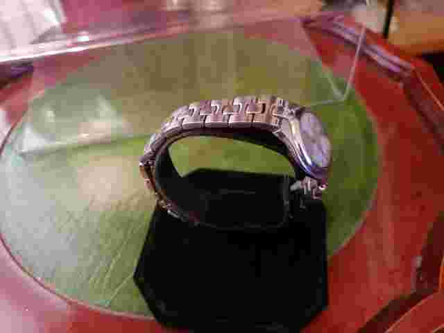 ladies amadeus chrome bracelet watch,date window,& silver & ivory dial.#126.