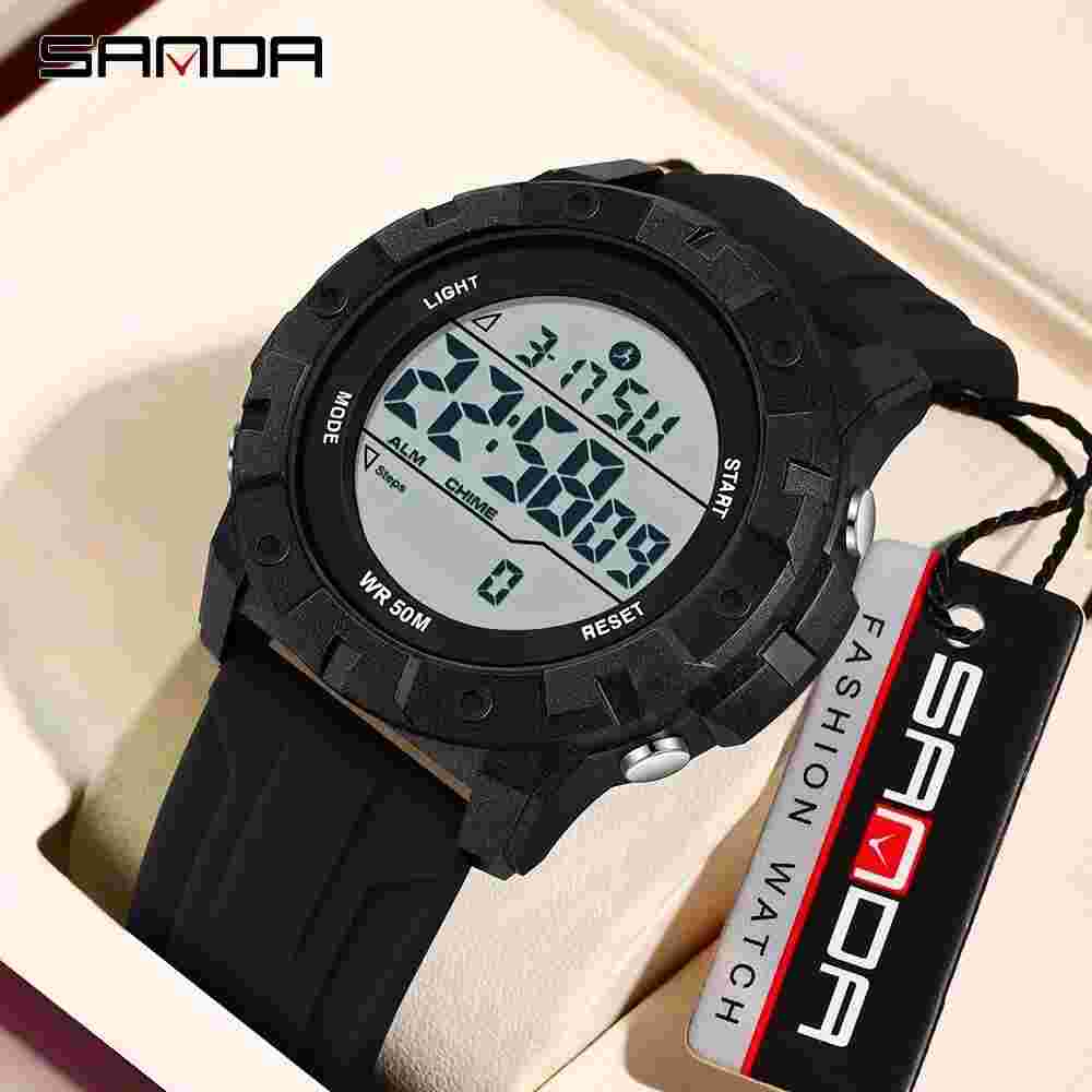 SANDA Top Men's Electronic Watch Multifunctional Heat Waterproof LED Watch 2193