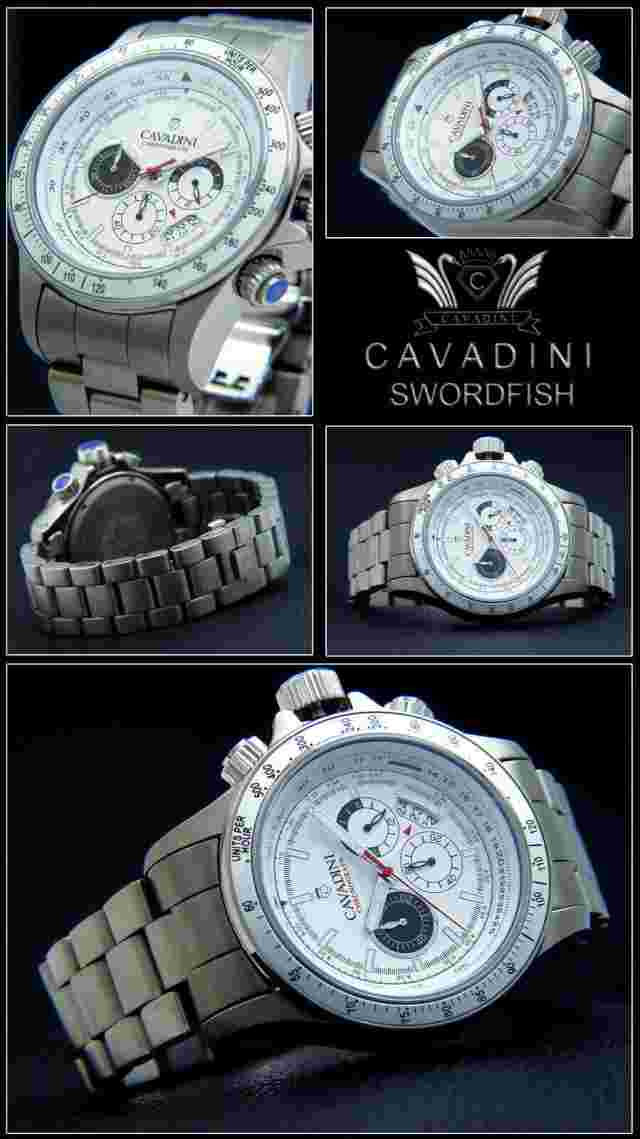 Cavadini Chronograph Solid Titanium Men's Watch Sport Eye-Catcher CV-1260 White