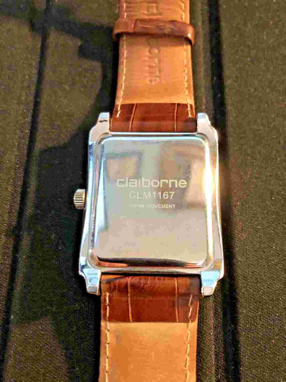 Claiborne Quartz Watch Mens CLM1167 Siler Tone Case NEW BATTERY 35mm