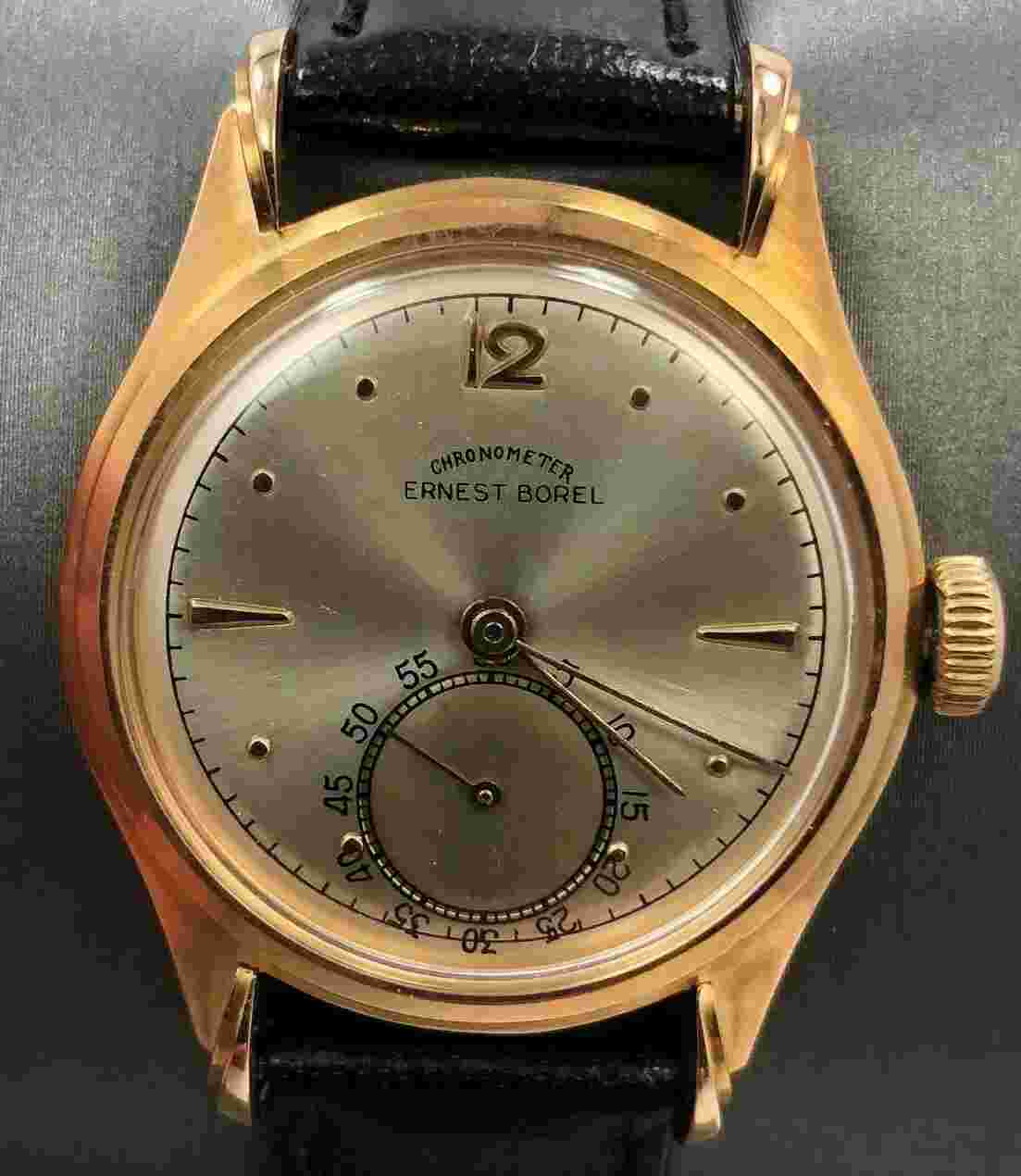 ERNEST BOREL Vintage CHRONOMETER 18k Rose Gold GENTS WATCH ~ WORKING