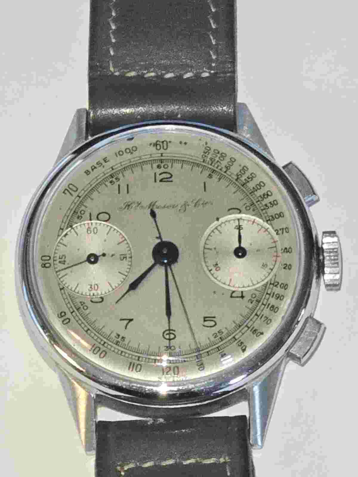 A highly rare and attractive H Moser Vintage Stainless Steel Watch Silver Dial