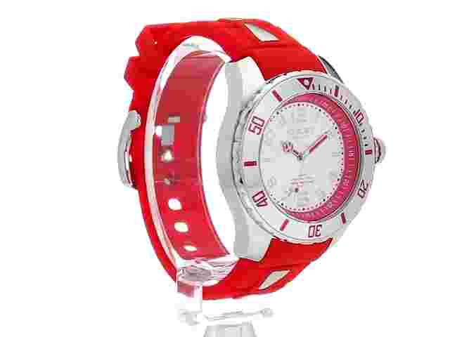 Kyboe! Mens Watch Giant 48MM Stainless Steel Case Orange Silicone Band 100M WR