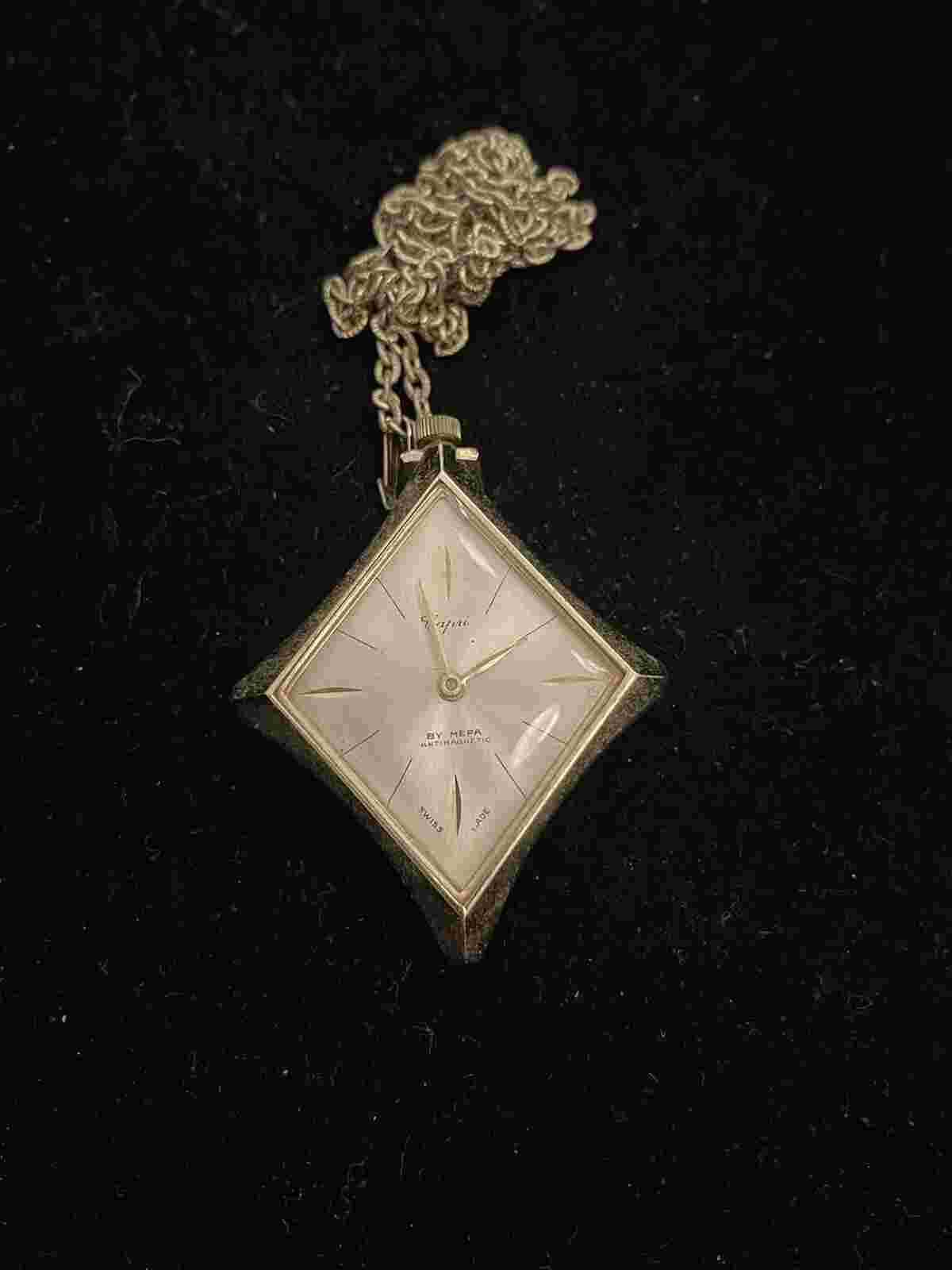 Swiss Made Mechanical Wind Up Capri by Mepa Necklace Pendant Watch