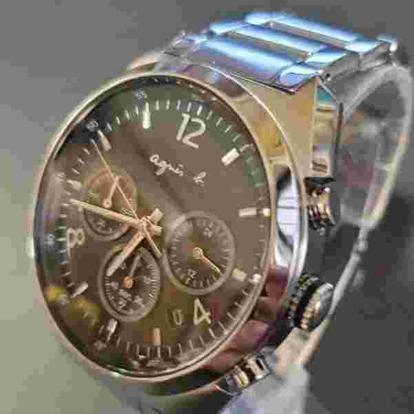 Agnes B. Vd53 Chronograph Watch Black Dial Battery Running