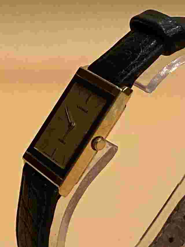 Lassale Vintage Tank9420-7389 Gold Tone Watch Quartz Japan Needs Battery
