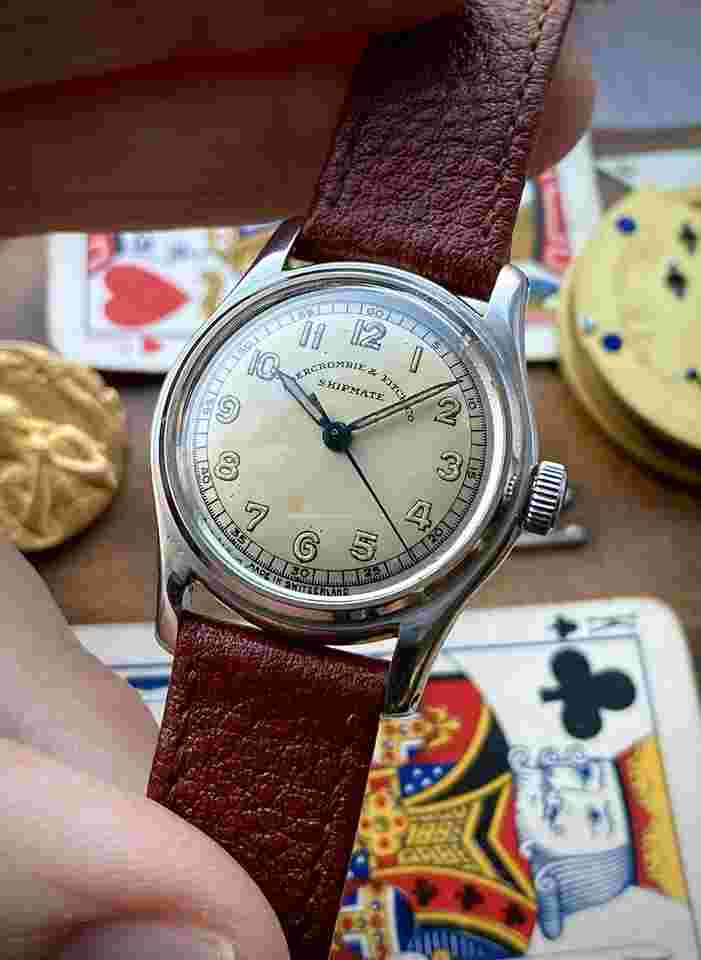 1950s Abercrombie & Fitch Co Shipmate Steel shockproof tool watch ETA 1080