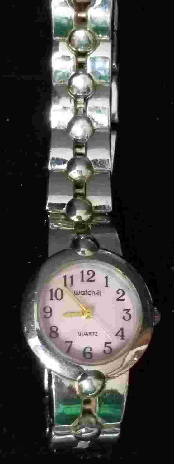 2 Women's Watch-It Analog Watches w/ Metal Stretch Bands - For Parts or Repair