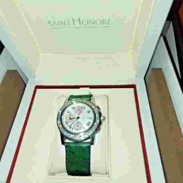 Authentic Saint Honore Ladies Diamond Bezel Stainless Steel Watch
