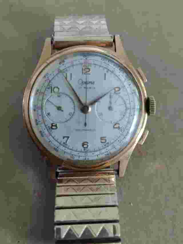 Optima Chronograph Watch 17 Jewels Gold Plated, To Be Revised.