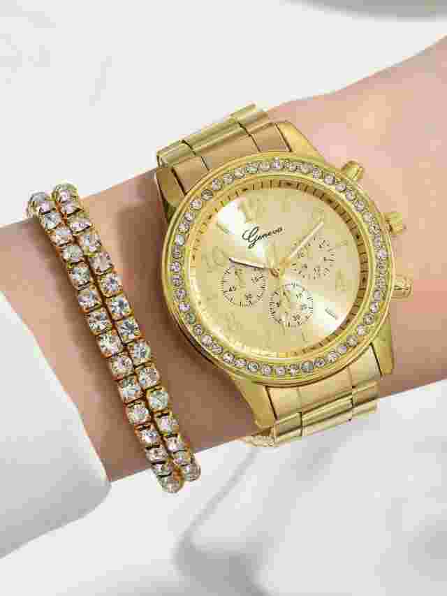 Reloj de Mujer con Pulsera en Oro Brazalete Esclava Joyeria Relojes Para Mujeres