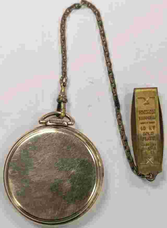 PIERCE PXA SWISS POCKET WATCH-17 JEWELS-44 MM.  RGP KEYSTONE CASE-*RUNNING*