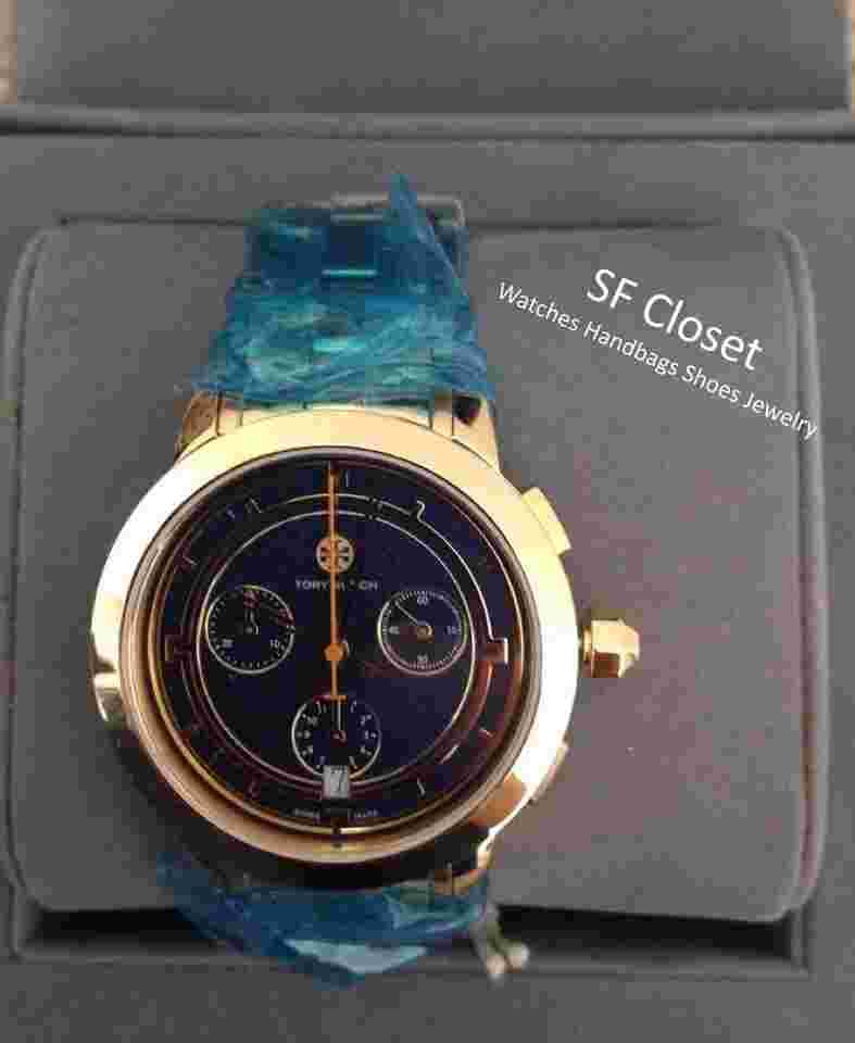 New in box Tory Burch Gold/Navy Chronograph 37mm Tb1013 Watch
