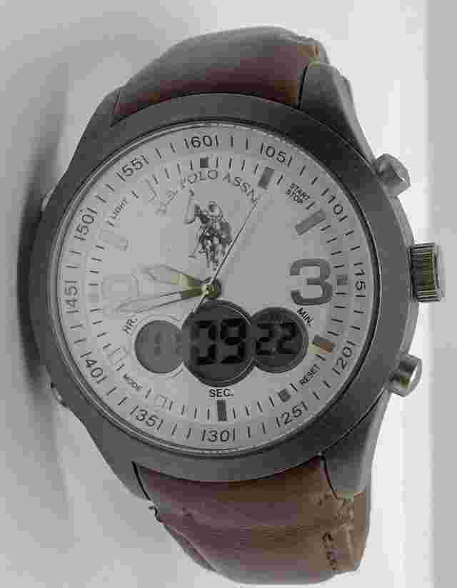 US POLO ASSN. Mens Watch Fresh Battery Analog Digital Backlight Two Time Zones