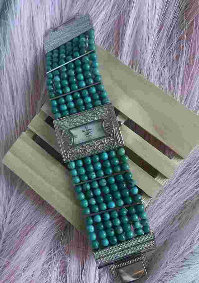 Gem Essence Genuine Turquoise Beaded Watch.