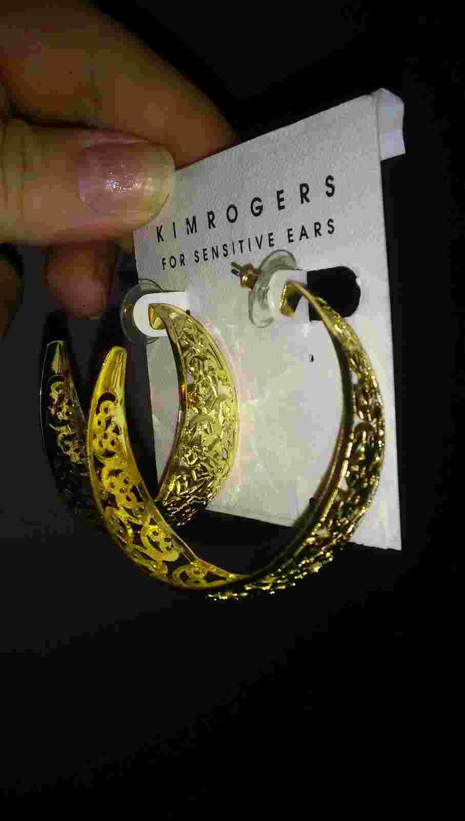 Kim Rogers Gold tone Filigree Hoops