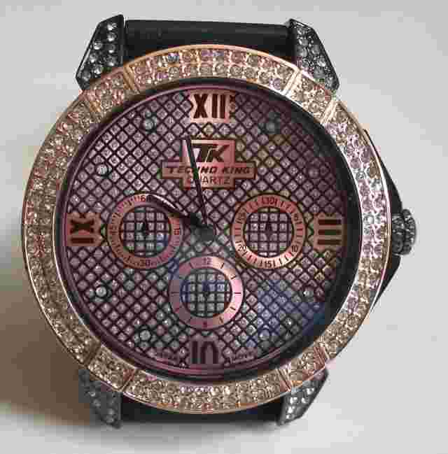 Men Techno King Hematite & Rose Gold Finish Silicone Fashion Hip Hop Watch
