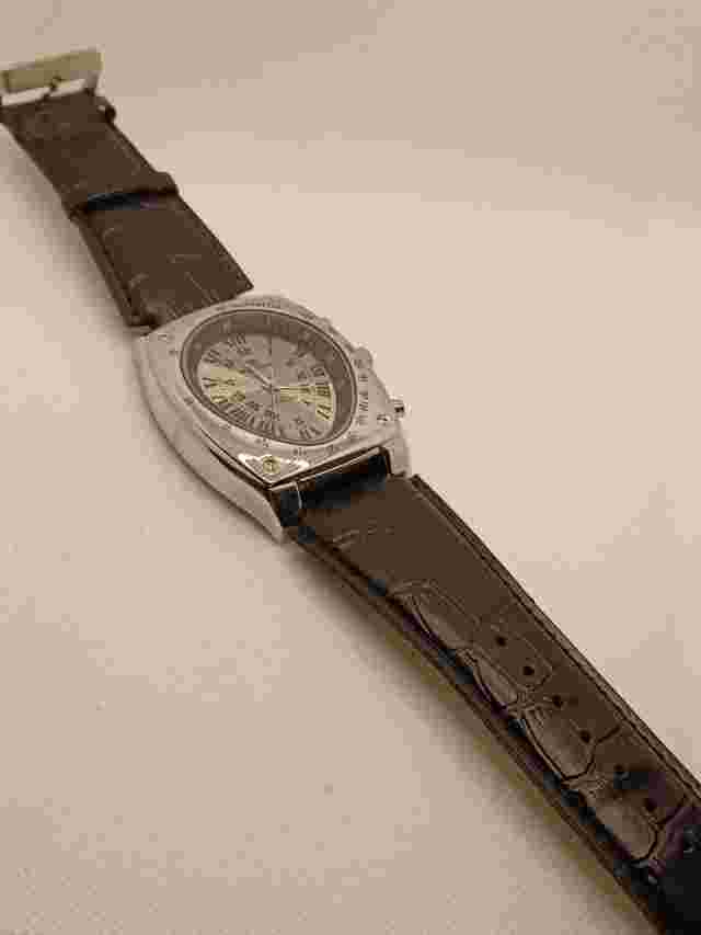 Mark Naimer Analog Wristwatch Silver Black Leather Band Band Working