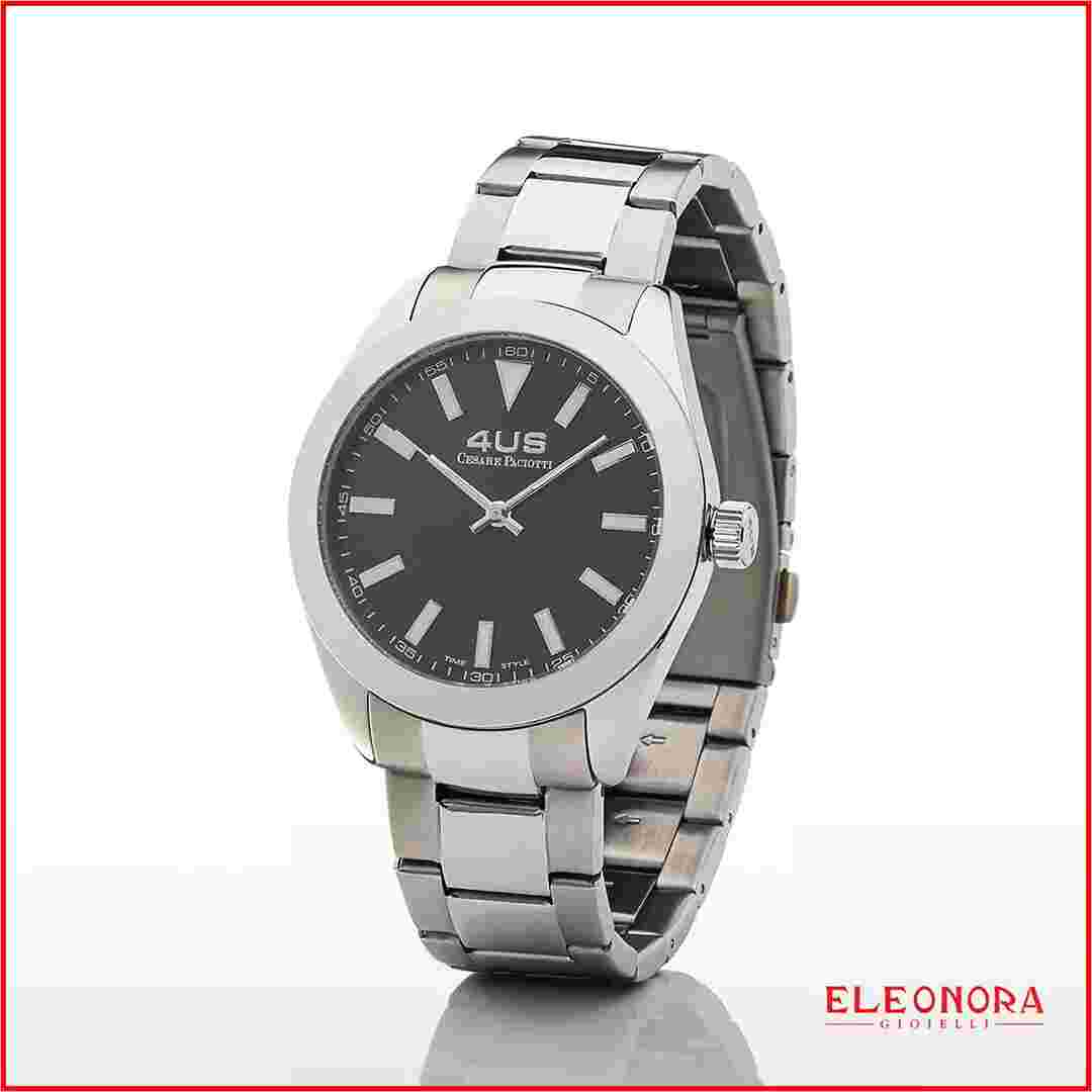 Cesare Paciotti Mens Steel Black Dial Watch Time Only