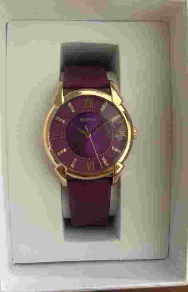 Bertha Ida Mother of Pearl Leather-Band Watch