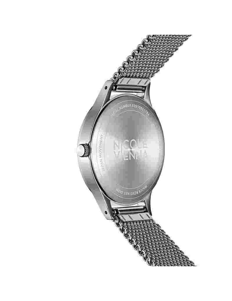 Nicole Vienna Women's Watch, Black Stone Dial, Steel, Mesh Bracelet, Milan