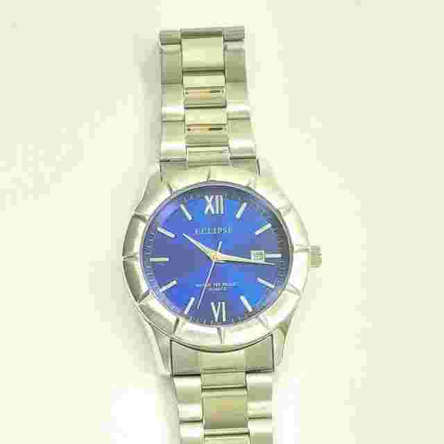 Men’s Eclipse Blue/Silver Stainless Steel Water 165 Resist Quartz Bracelet Watch