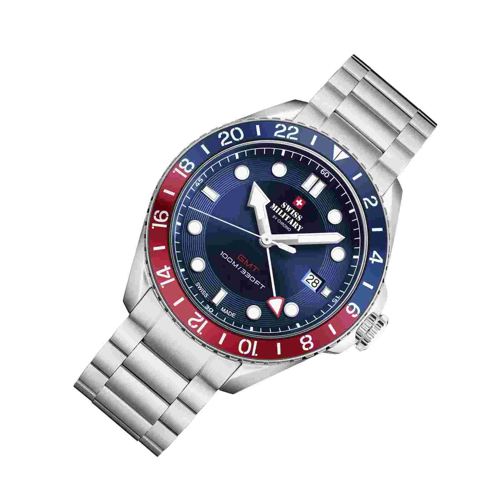 SWISS MILITARY SM34095.03 Swiss Made GMT Blue Dial Analog Men's Watch