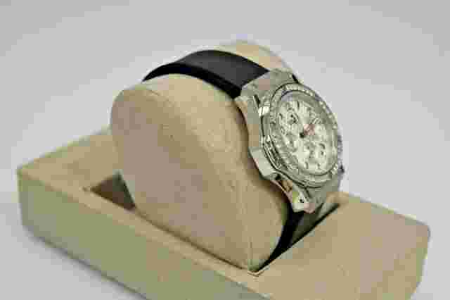 Visage Black Rubber SS Crystals Chronograph Watch