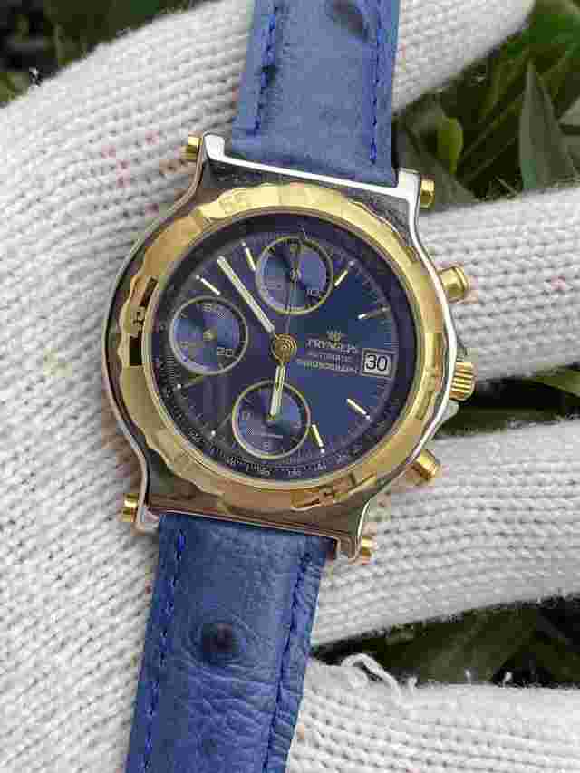 Pryngeps Chronograph Diver Watch Automatic Eta 7750 Blue Dial Mens 40mm Swiss