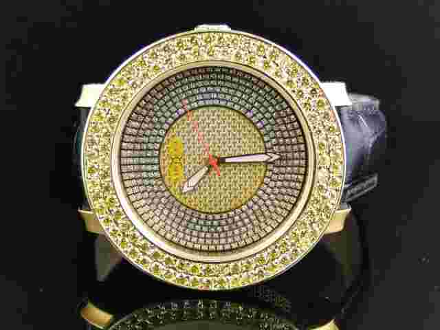Mens Khronos Joe Rodeo Jojo Iced Yellow Canary Simulated Lab Diamond Watch