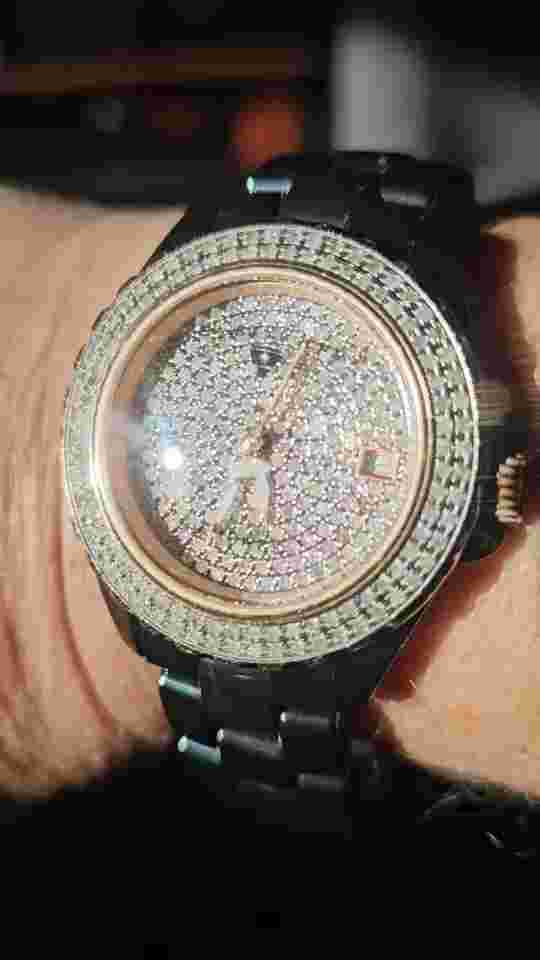 Swiss Legend Karamica Diamond Dial & Bezel Black Band 39mm Watch Rare