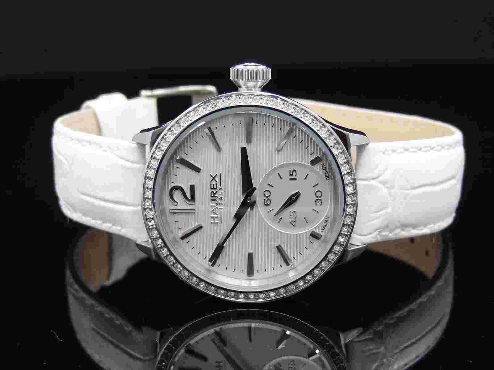 Haurex Italy Women's FS341DSS Grand Class Crystal Bezel Leather Band Watch