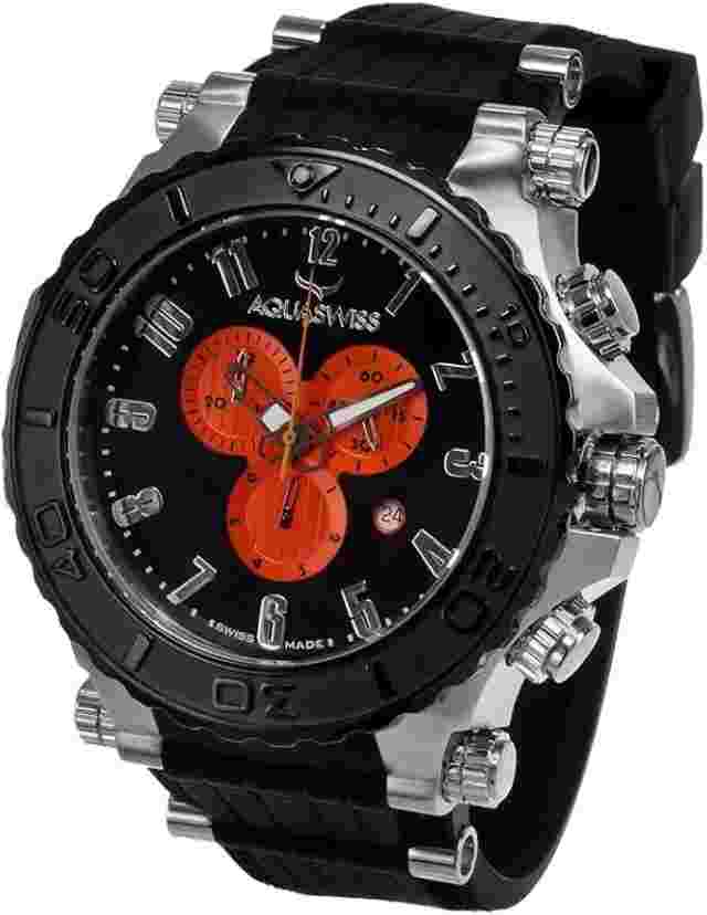 Aquaswiss 39XG069 Bolt XG Chronograph Man's Watch Stainless Steel Black Orange