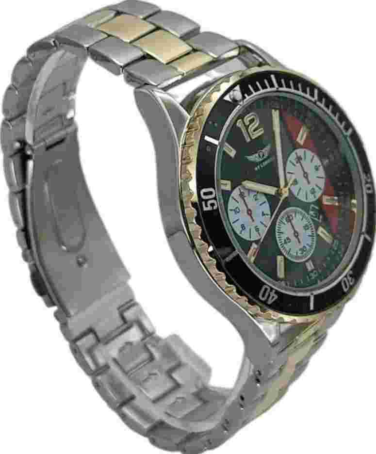 NY LONDON Gold & Silver WithFace Chronographs Dial Men Metal Strap Analog Quarts