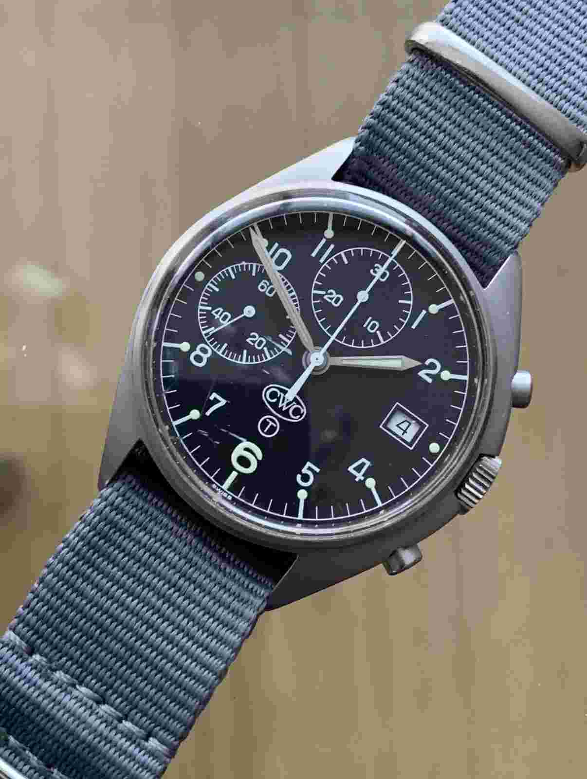 CWC Chronograph R.A.F. Cal.7765 (Valjoux) Date SS Case 40.8mm Manual Wind 1980'S