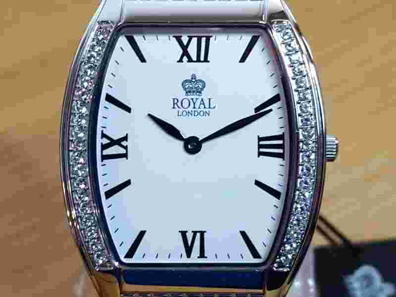 Mens Embellished Slim Silver Tonneau Royal London Gents Bracelet Watch NICE GIFT