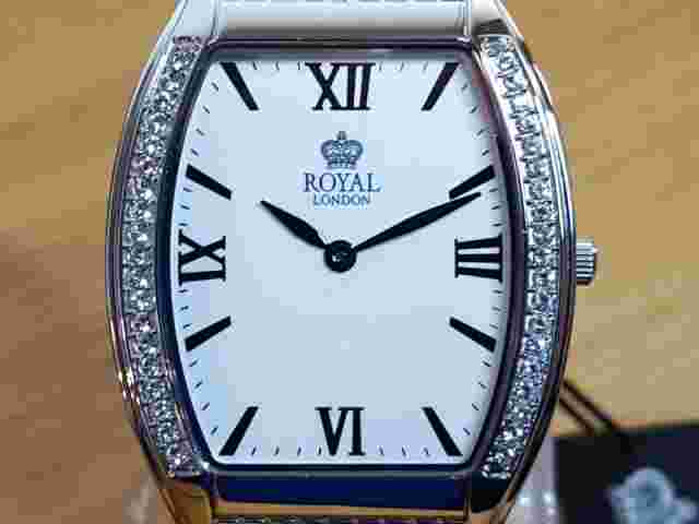 Mens Embellished Slim Silver Tonneau Royal London Gents Bracelet Watch NICE GIFT