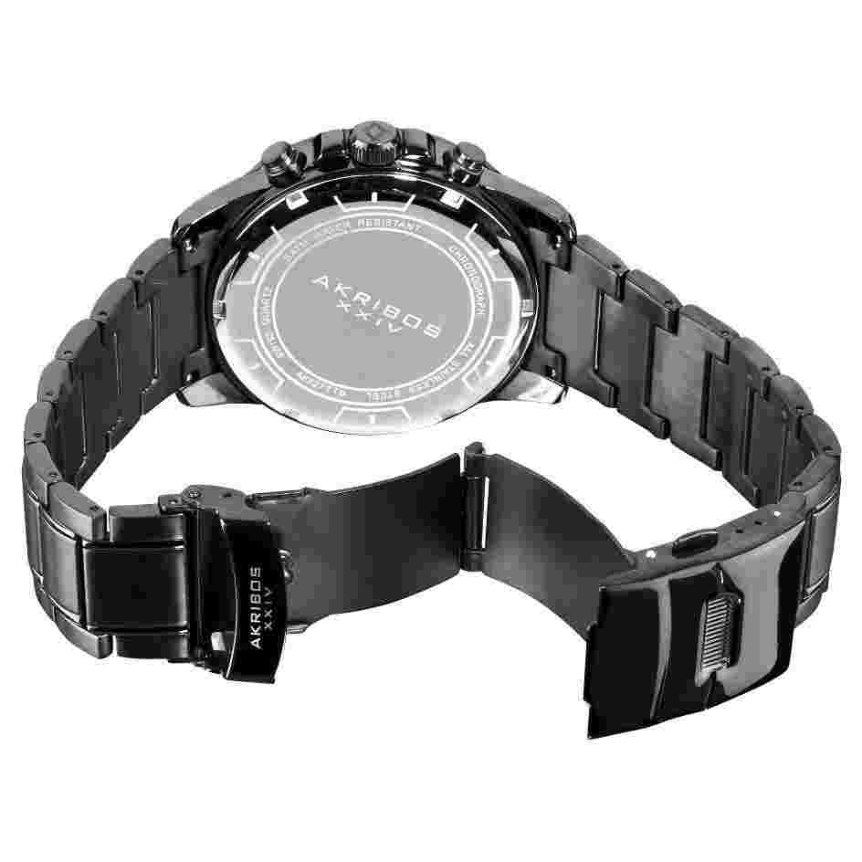 Akribos XXIV AK527BK Stainless Steel Swiss Quartz Chronograph Divers Mens Watch