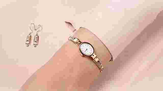 Women's watch CHAYKA with a floral enamel bracelet and earrings Soviet watch