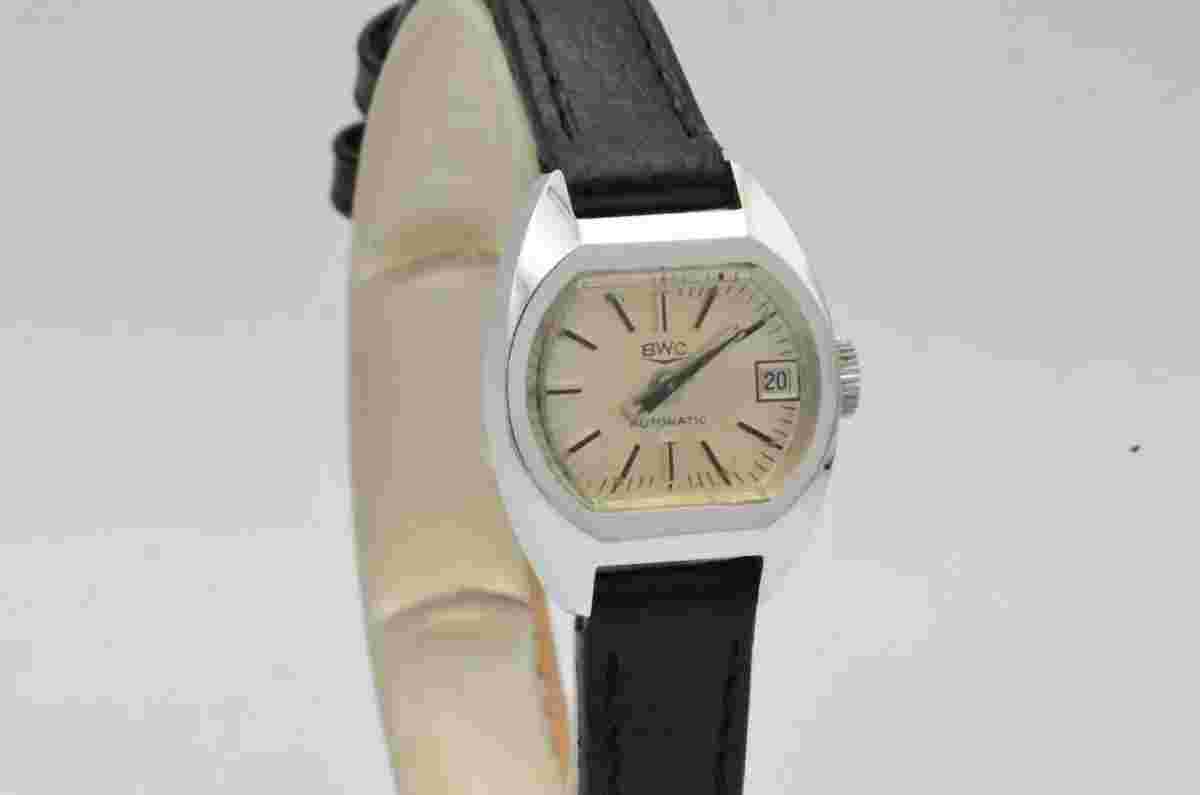 BWC Automatic Women's Watch Steel 0 25/32in Vintage Leather White Nice Powers