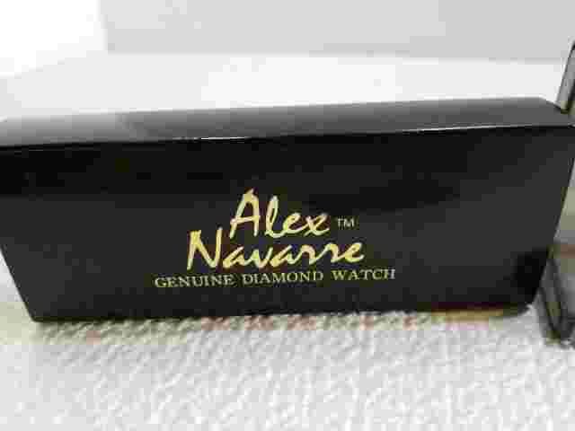Alex Navarre gold tone Dress Quartz Watch Japan Made Genuine Diamond.