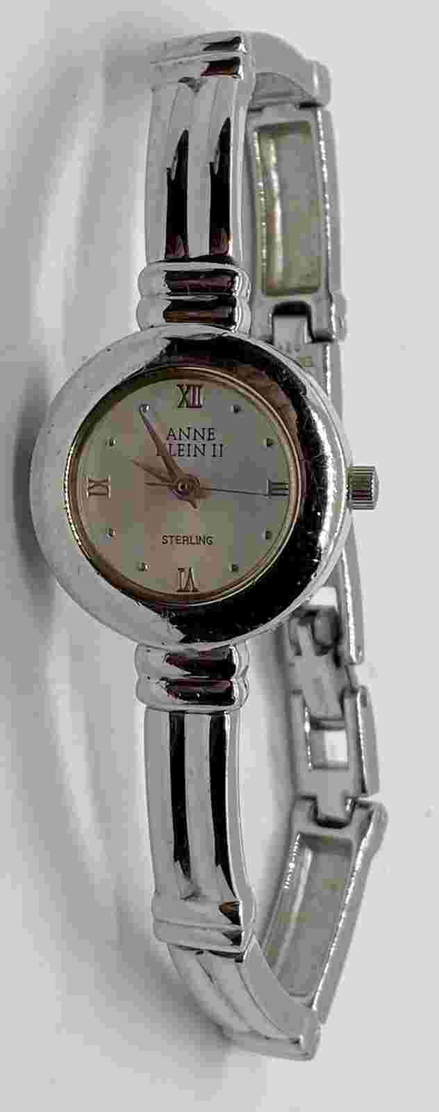 ANNE KLEIN II Ladies Watch New Battery Slim Silver Band One Removable Link At 7”