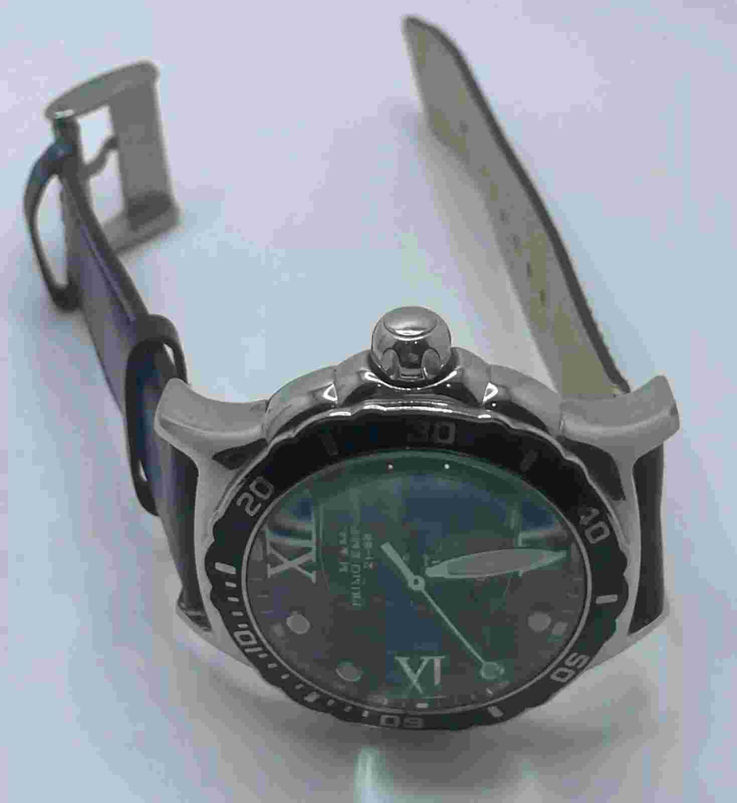 Primo Emporio Watch Mens M&M Date 45mm Case Black Leather Band Quartz