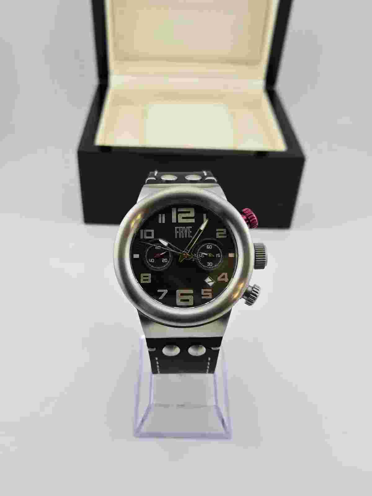 Frye Men's Chronograph Black Leather Strap Watch - 37Fr00005-01 ($375 MSRP)