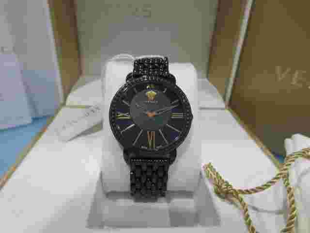 Versace Women's VQQ050015 Krios Roman Indices Black Dial Steel Wristwatch