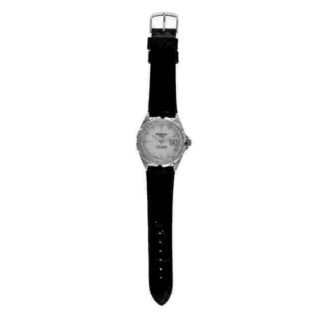 Krieger Sport Watch Steel Mother Of Pearl Dial Diamond Bezel Alligator Strap