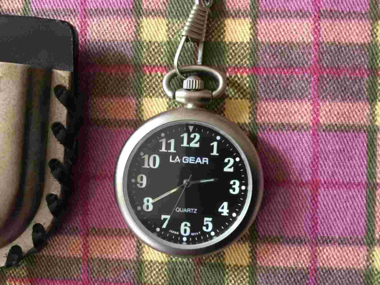 Vintage LA GEAR Quartz Pocket Watch And Case - New Battery Fitted