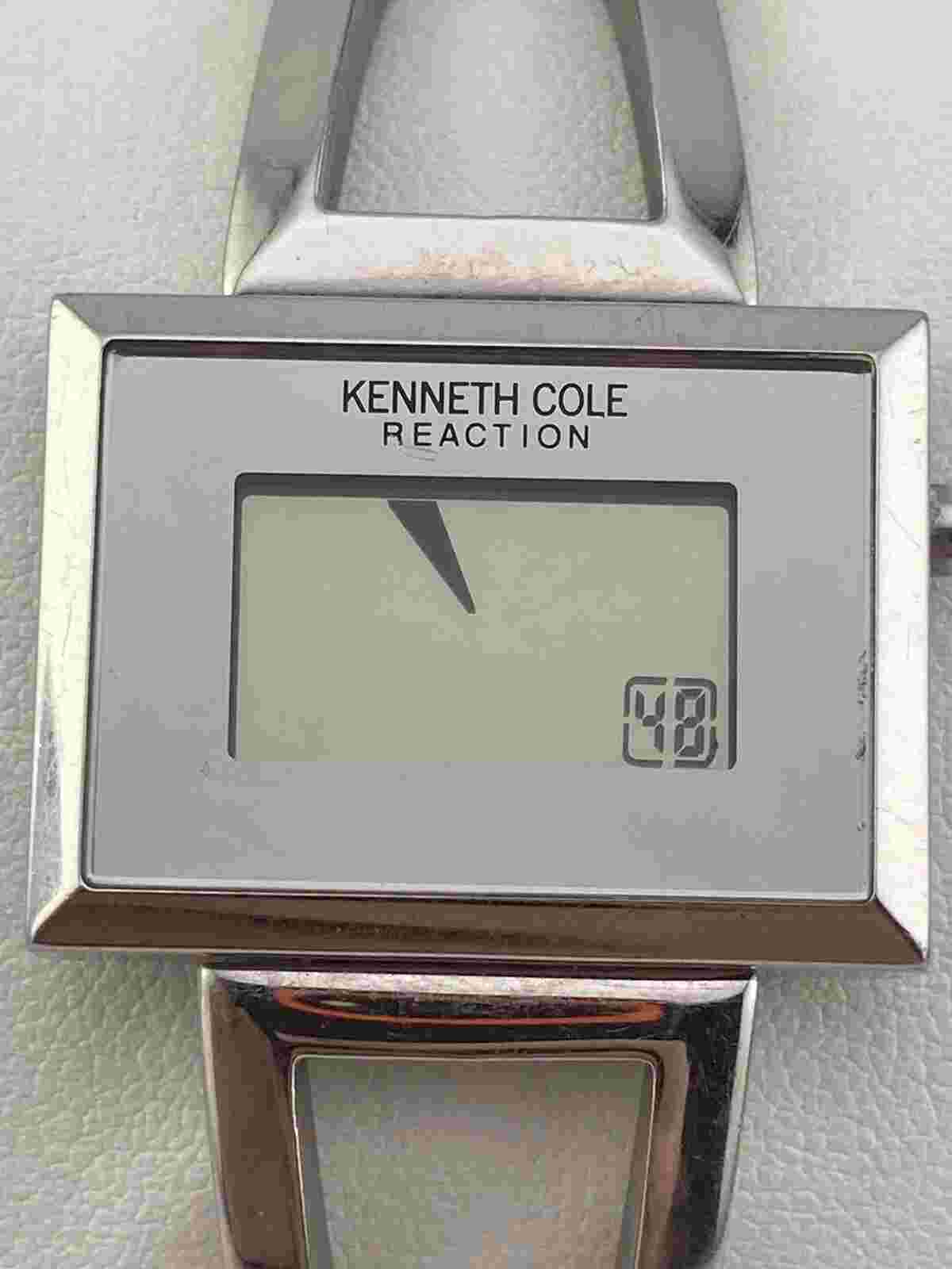 Vtg Kenneth Cole Reaction Ladies 28mm Digital Watch Silver Tone kc4548 - RUNS